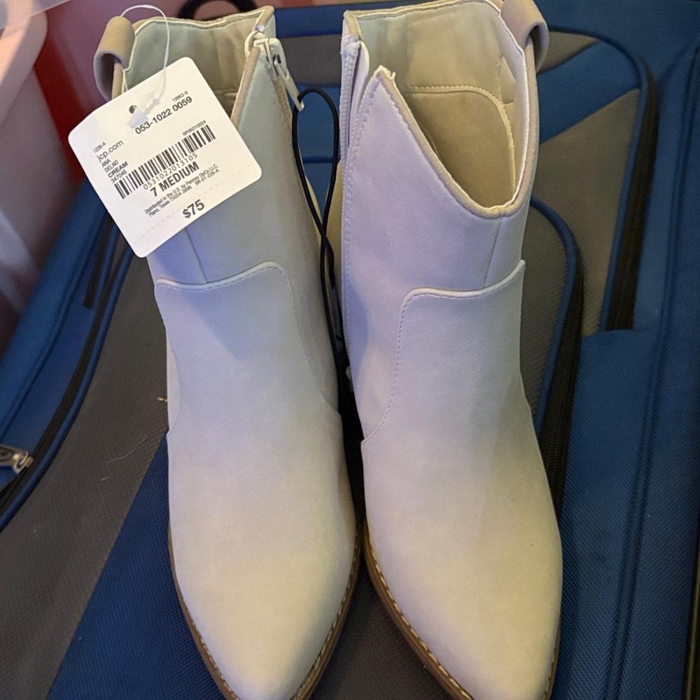 a.n.a Cream Ankle Booties
